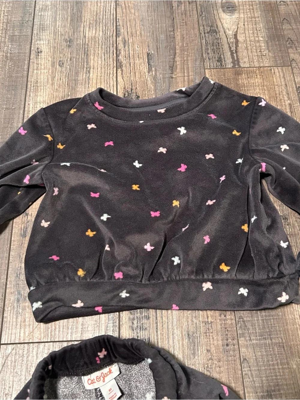 Twin Girls Cat & Jack‎ Toddler Girls' 2pc Velour Butterfly Set size 2T